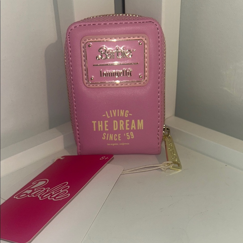 Barbie Pink wallet card case with Gold Accents